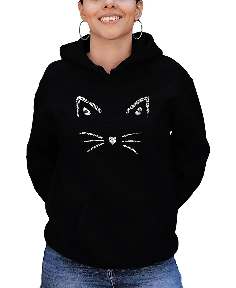 Women's Word Art Hooded Whiskers Sweatshirt Top