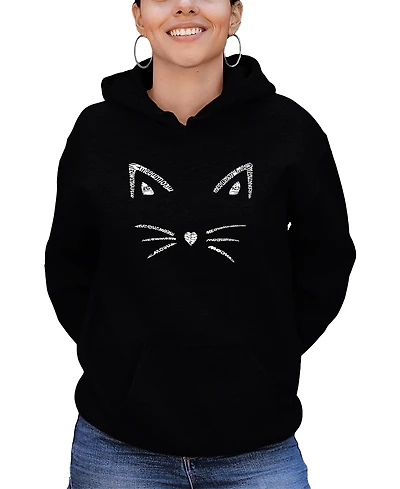 Women's Word Art Hooded Whiskers Sweatshirt Top