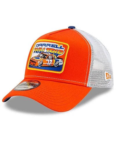Men's New Era Orange, White Darrell Waltrip Legends 9Forty A-Frame Adjustable Trucker Hat