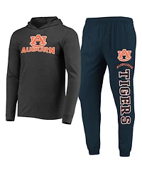 Men's Concepts Sport Navy, Charcoal Auburn Tigers Meter Long Sleeve Hoodie T-shirt and Jogger Pants Set