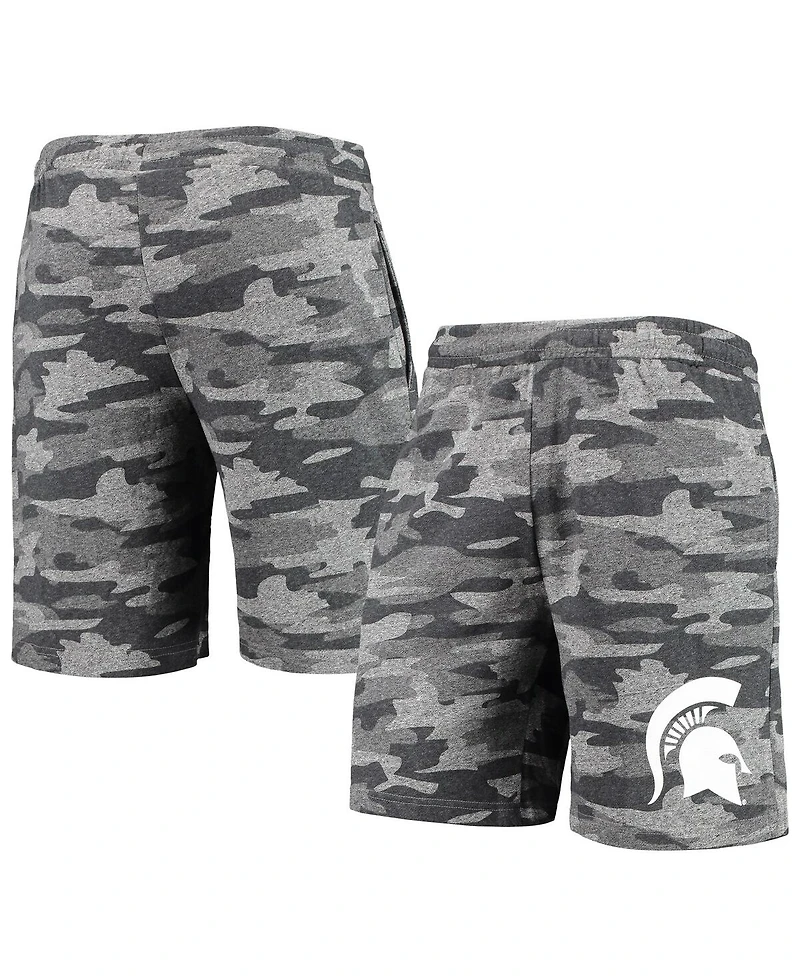 Men's Concepts Sport Charcoal, Gray Michigan State Spartans Camo Backup Terry Jam Lounge Shorts