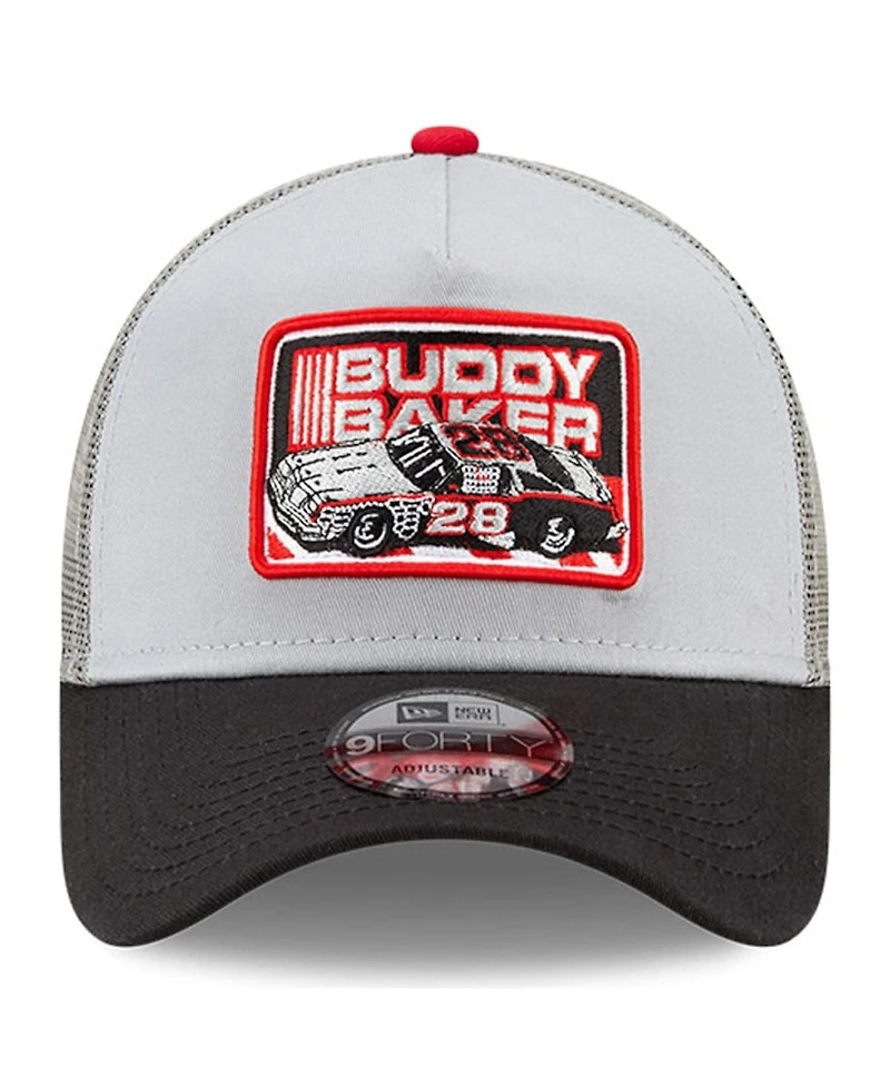 Men's New Era Black, Gray Buddy Baker Legends 9Forty A-Frame Adjustable Trucker Hat