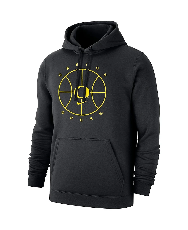 Men's Nike Black Oregon Ducks Basketball Icon Club Fleece Pullover Hoodie
