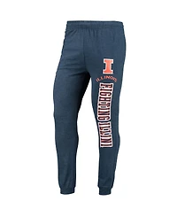 Men's Concepts Sport Heathered Navy, Charcoal Illinois Fighting Illini Meter Long Sleeve Hoodie T-shirt and Jogger Pants Set