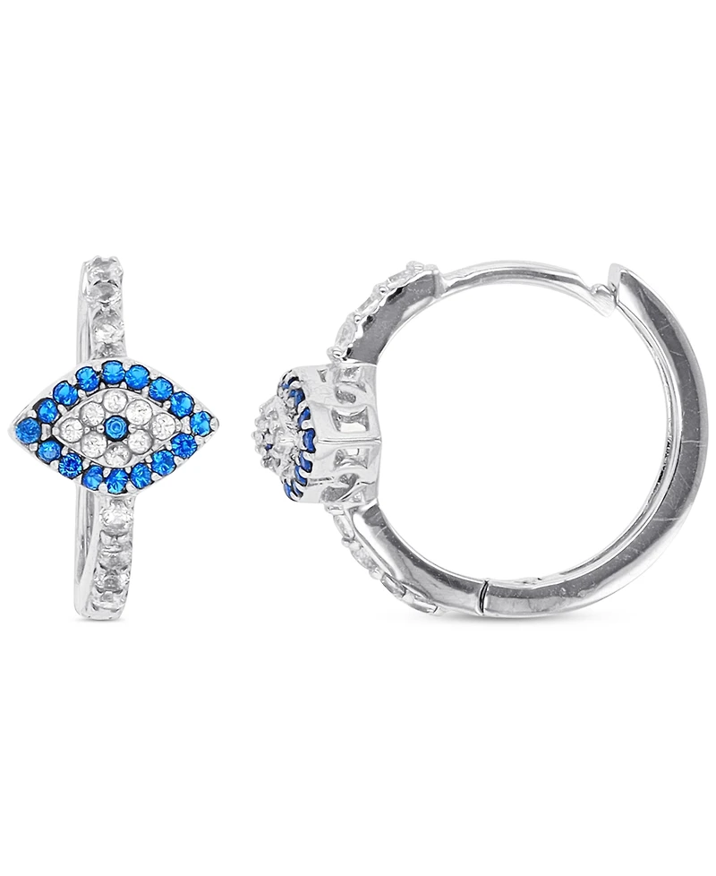 Lab-Created Blue Spinel (1/3 ct. t.w.) & Cubic Zirconia Hoop Earrings