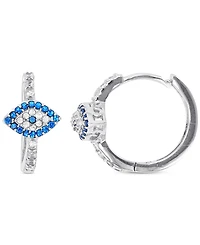 Lab-Created Blue Spinel (1/3 ct. t.w.) & Cubic Zirconia Hoop Earrings