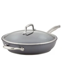 Anolon Accolade Forged Hard-Anodized Nonstick Deep Frying Pan with Lid, 12-Inch, Moonstone