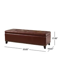 Gavin Contemporary Storage Ottoman with Nailhead Trim