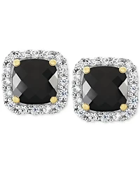 Cultured Freshwater Pearl & Lab-Created White Sapphire (1/5 ct. t.w.) Stud Earrings 10k Gold (Also Onyx)