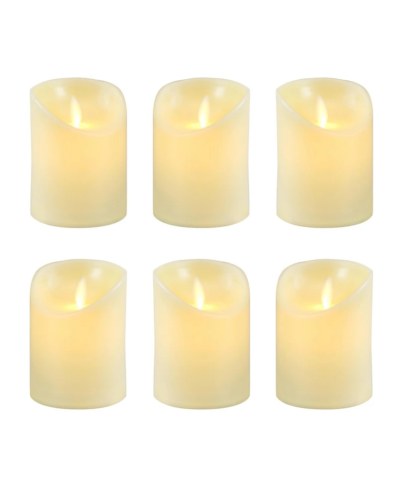 Battery Operated Led Votive with Moving Flame, Set of 6