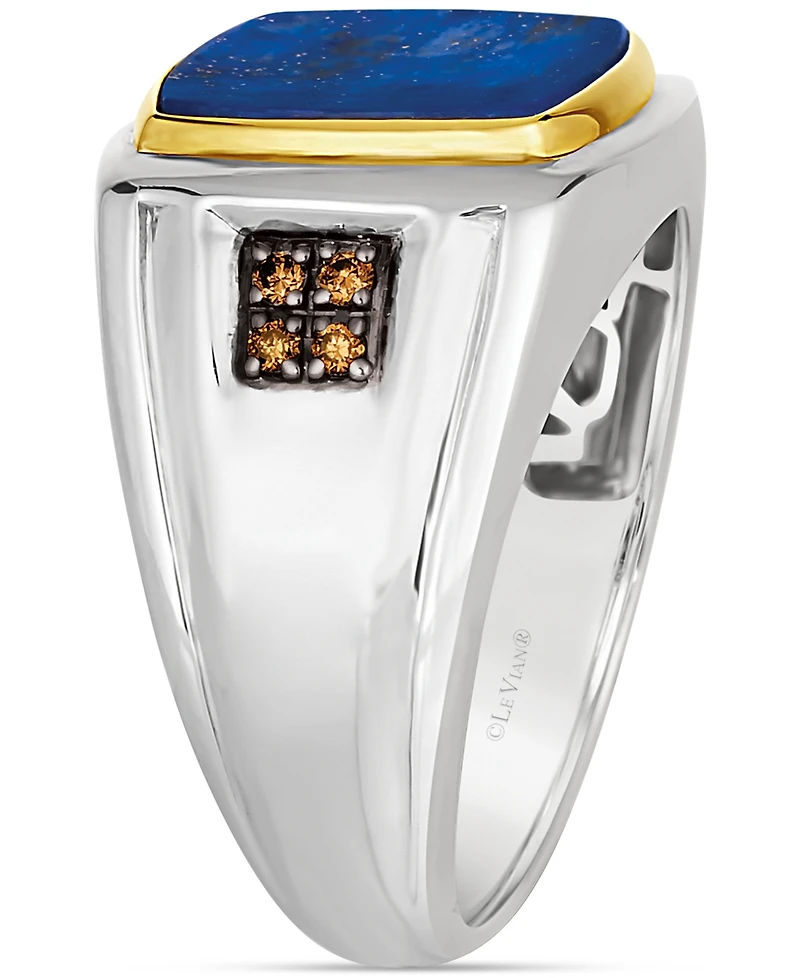 Le Vian Men's Lapis Lazuli & Chocolate Diamond (1/10 ct. t.w.) Ring in Sterling Silver & 14k Gold