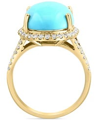 Effy Turquoise & Diamond (5/8 ct. t.w.) Halo Ring in 14k Gold