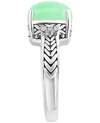 Effy Dyed Green Jade & Diamond (1/20 ct. t.w.) Statement Ring in Sterling Silver