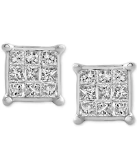 Diamond Princess Cluster Stud Earrings (1/4 ct. t.w.) in 14k White Gold