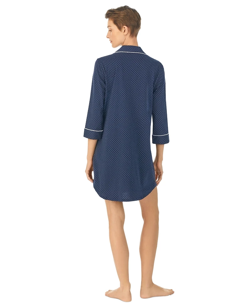 Lauren Ralph Knit Notch Collar Cotton Sleep Shirt