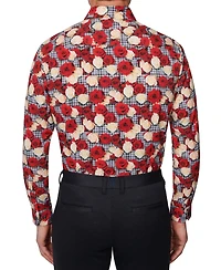 Men's Slim Fit Non-Iron Floral-Print Performance Stretch Dress Shirt