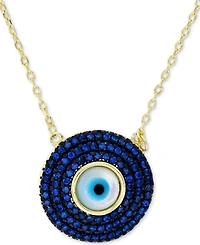 Cubic Zirconia & Enamel Evil Eye Pendant Necklace 14k Gold-Plated Sterling Silver, 16" + 1" extender