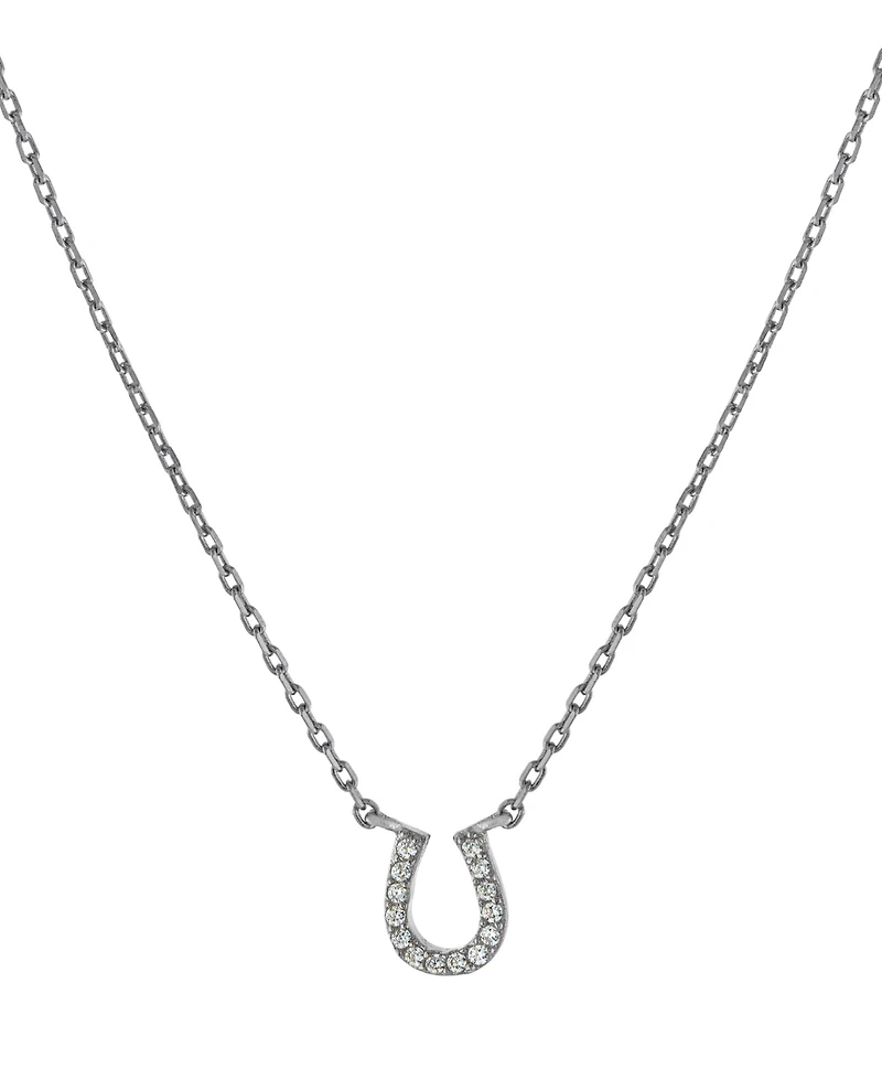Giani Bernini Cubic Zirconia Horseshoe Pendant Necklace in 18k Gold-Plated Sterling Silver, 16" + 2" extender, Created for Macy's