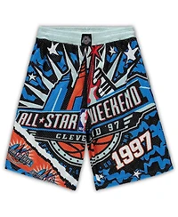 Men's Mitchell & Ness Blue, Black Nba 1997 All-Star Game Hardwood Classics Big and Tall Jumbotron 2.0 Shorts