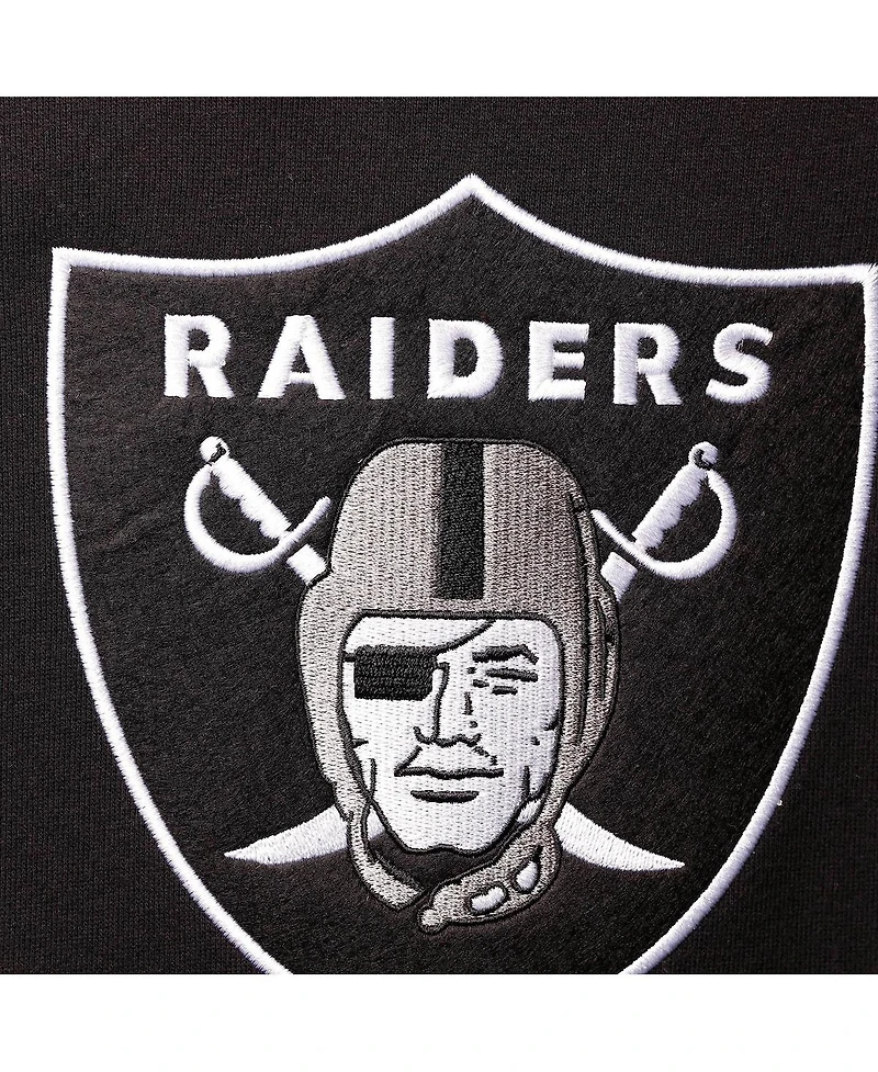 Men's Mitchell & Ness Black Las Vegas Raiders Home Advantage Raglan Short Sleeve Pullover Hoodie