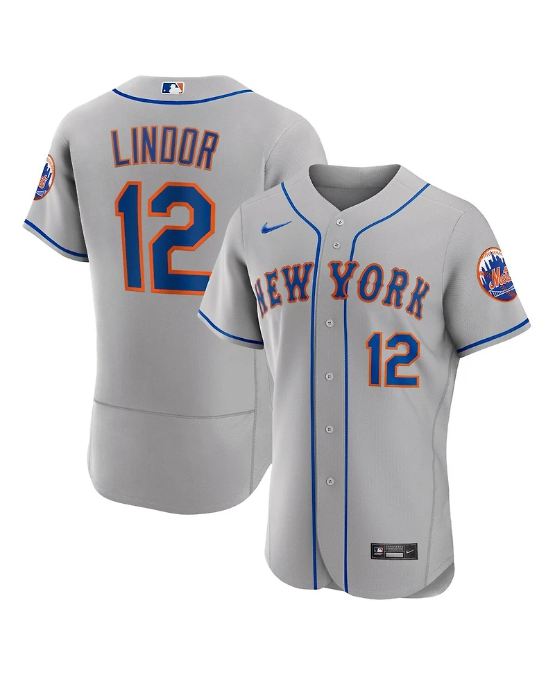 Men's Nike Francisco Lindor Gray New York Mets Road Authentic Player Jersey