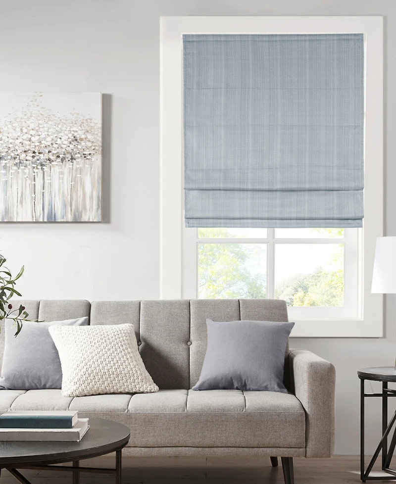 Madison Park Basketweave Room Darkening Cordless Roman Shade, Single Panel for Bedroom, Thermal Insulated Window Blind Treatment for Living Room, Widt