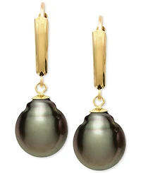 Belle de Mer Tahitian Pearl (10mm) Leverback Earrings in 14k Gold