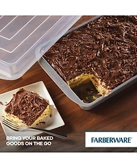 Farberware GoldenBake Bakeware Nonstick Rectangular Cake Pan with Lid, 9-Inch x 13-Inch, Gray