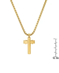 Steeltime Men's 18k Gold Plated Stainless Steel Cross Pendant