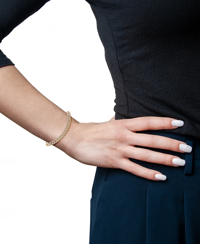 Wrapped Diamond Large Link Bolo Bracelet (1/2 ct. t.w.) Sterling Silver or 14k Gold-Plated Silver, Created for Macy's