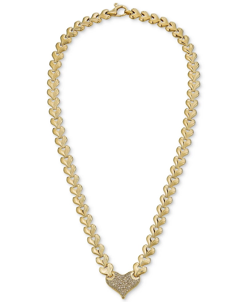Diamond Heart 17" Heart Link Necklace (5/8 ct. t.w.) in 14k Gold-Plated Sterling Silver