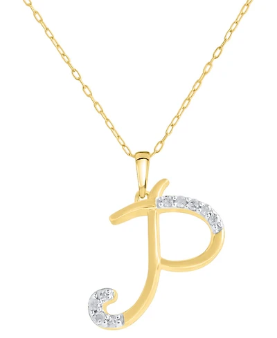 Diamond Fancy Initial 18" Pendant Necklace (1/10 ct. t.w.) in 14k Gold-Plated Sterling Silver