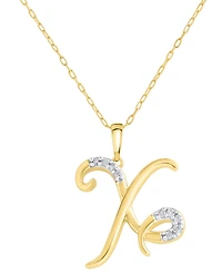 Diamond Fancy Initial 18" Pendant Necklace (1/10 ct. t.w.) in 14k Gold-Plated Sterling Silver