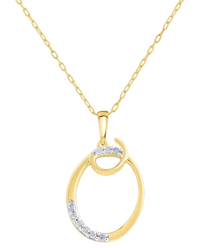 Diamond Fancy Initial 18" Pendant Necklace (1/10 ct. t.w.) in 14k Gold-Plated Sterling Silver