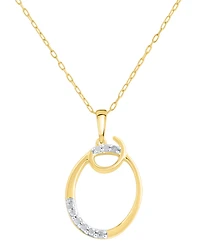 Diamond Fancy Initial 18" Pendant Necklace (1/10 ct. t.w.) in 14k Gold-Plated Sterling Silver