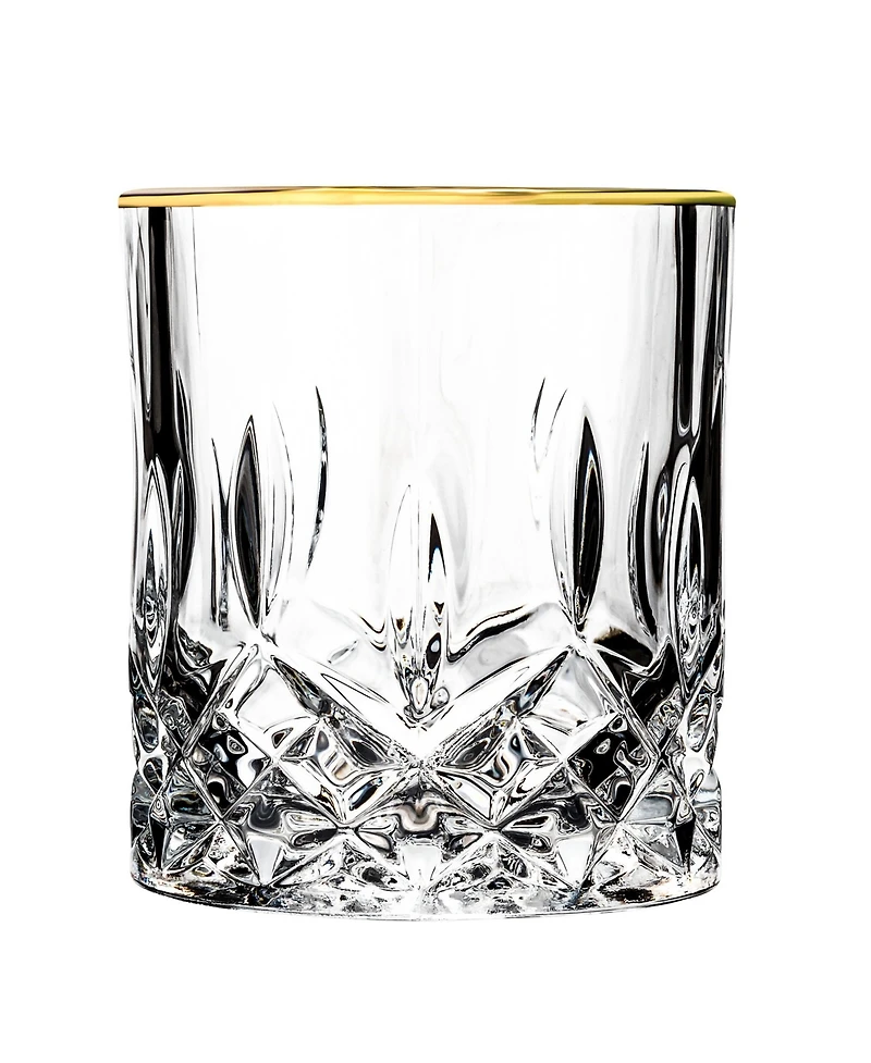 Siena Collection 4 Piece Shot Glass with Gold Trim Set