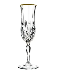 Opera Gold Collection 4 Piece Crystal Flute Glass with Gold Rim Set