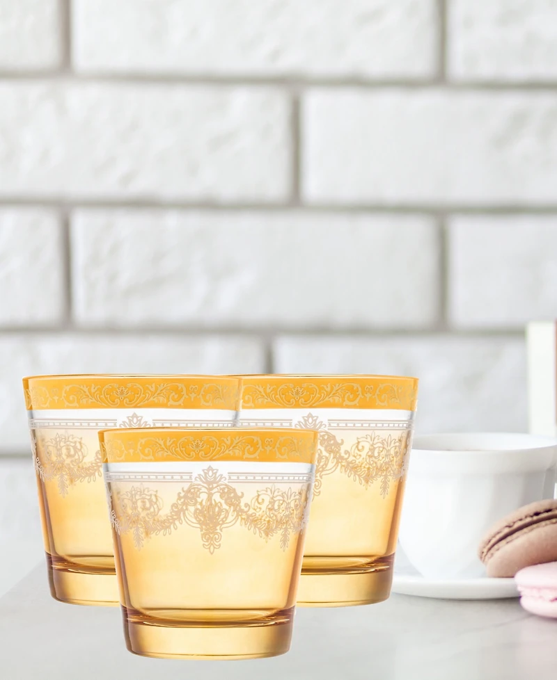 Lorren Home Trends Double Old Fashion 6 Piece Gold Band Glass Set