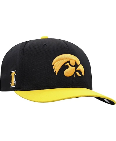 Men's Top Of The World Black, Gold Iowa Hawkeyes Two-Tone Reflex Hybrid Tech Flex Hat