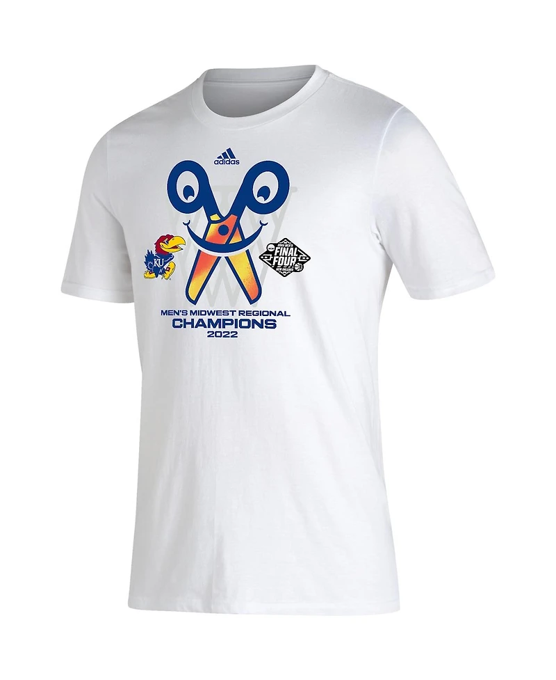 Men's adidas White Kansas Jayhawks 2022 Ncaa Basketball Tournament March Madness Final Four Locker Room T-shirt
