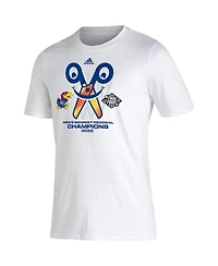 Men's adidas White Kansas Jayhawks 2022 Ncaa Basketball Tournament March Madness Final Four Locker Room T-shirt