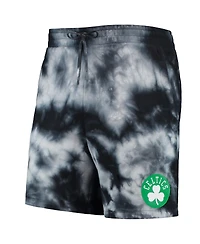 Men's New Era Black Boston Celtics Fleece Tie-Dye Shorts