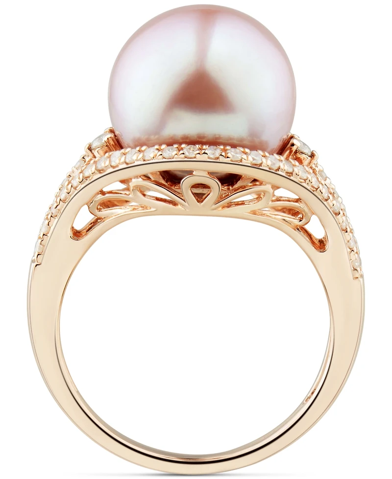 Honora Cultured White Ming Pearl (11-13mm) & Diamond (1/3 ct. t.w.) Ring 14k Gold