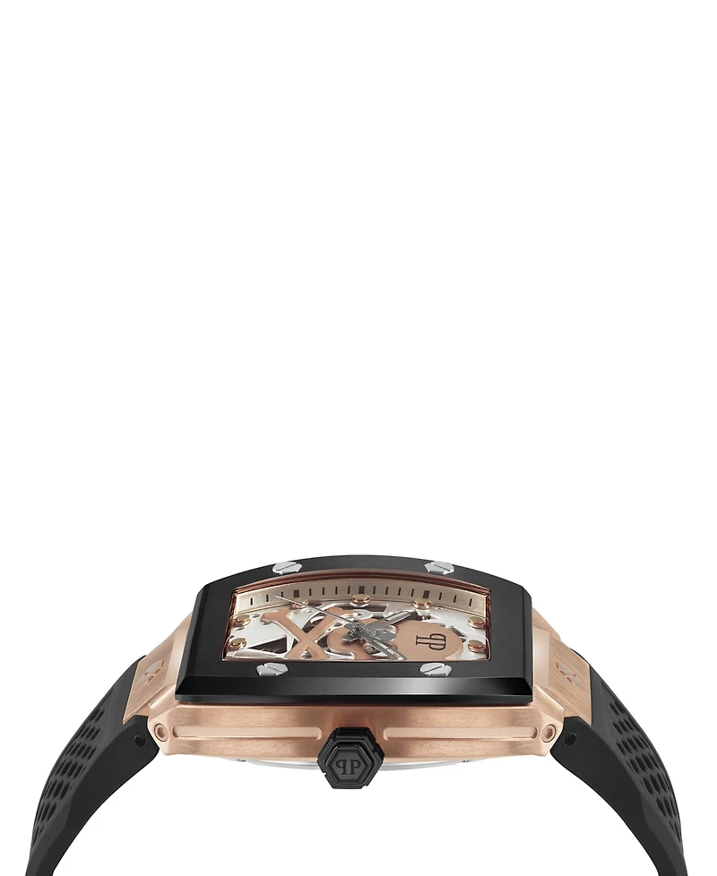 Philipp Plein Men's Automatic The $keleton Black Silicone Strap Watch 44mm