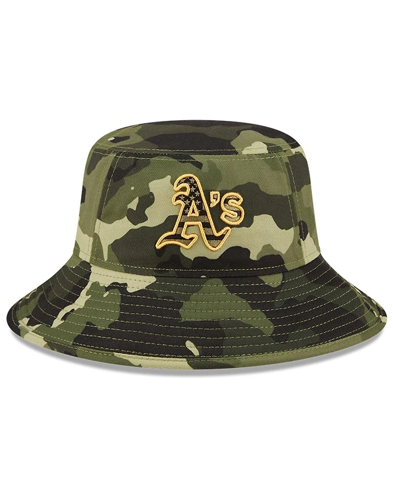 Men's New Era Camo Oakland Athletics 2022 Armed Forces Day Bucket Hat