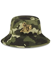 Men's New Era Camo Oakland Athletics 2022 Armed Forces Day Bucket Hat
