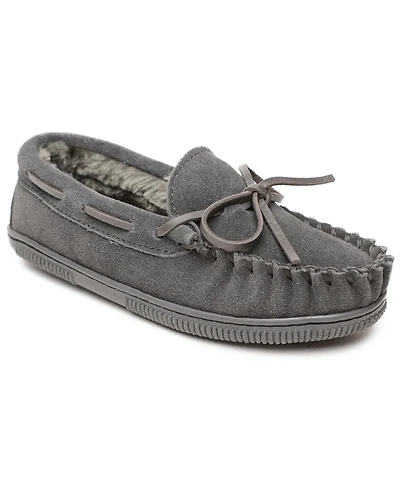 Minnetonka Little Boys Pile Lined Hardsole Moccasin Slippers