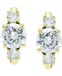 Giani Bernini Cubic Zirconia Three Stone Small Huggie Hoop Earrings, 0.625", Created for Macy's