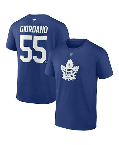 Men's Fanatics Mark Giordano Blue Toronto Maple Leafs Authentic Stack Name and Number T-shirt