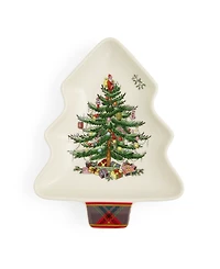 Spode Christmas Tree Tartan Shape Spoon Rest